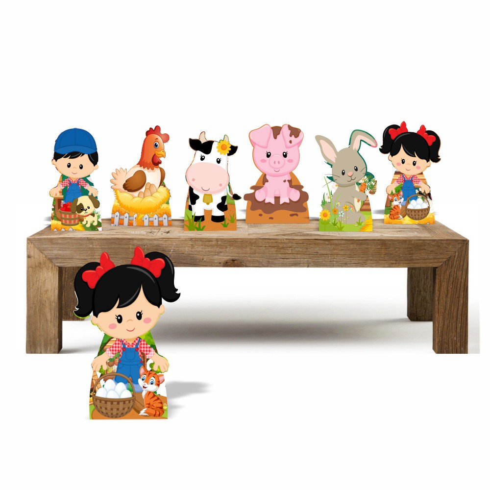 Fazendinha Cute fazendeira Kit 7 enfeites de decoração de festa infantil  Kit Enfeites kit festa