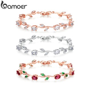 Bamoer Pulseira Com Folha De Rosa Cor De Ouro & Elo Vermelho + Verde AAA Zircon Para Presente/Mãe Jóias JIB072 em Oferta na Shopee