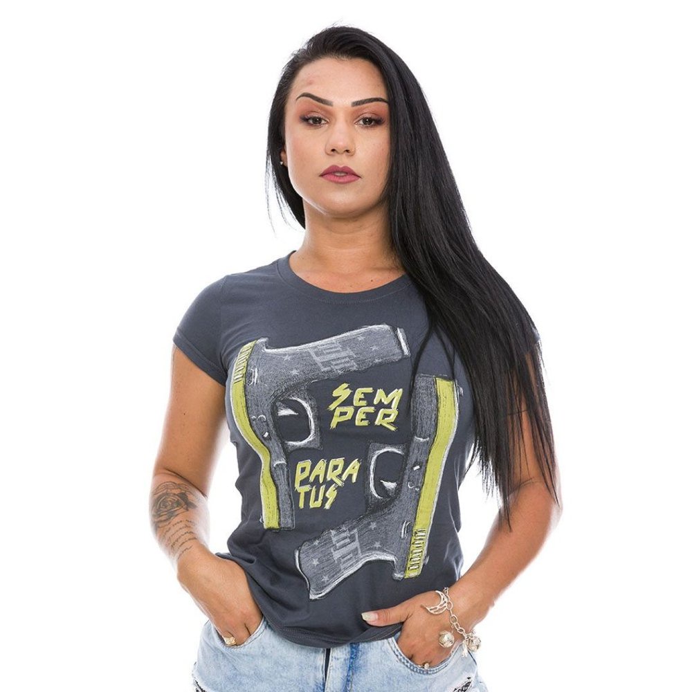 Camiseta Feminina Concept Line Baby Look Glock Semper Paratus