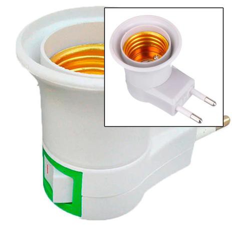 Adaptador Tomada Soquete E27 Para Lâmpada Bivolt com Chave Liga Desliga