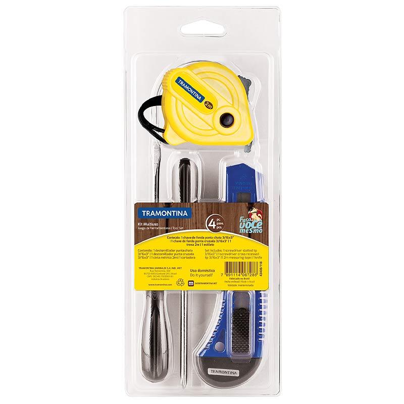 Kit Ferramentas Com Trena Chaves de Fenda e Estilete Uso Doméstico TRAMONTINA em Oferta na Shopee