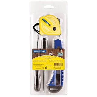 Kit Ferramentas Com Trena Chaves de Fenda e Estilete Uso Doméstico TRAMONTINA