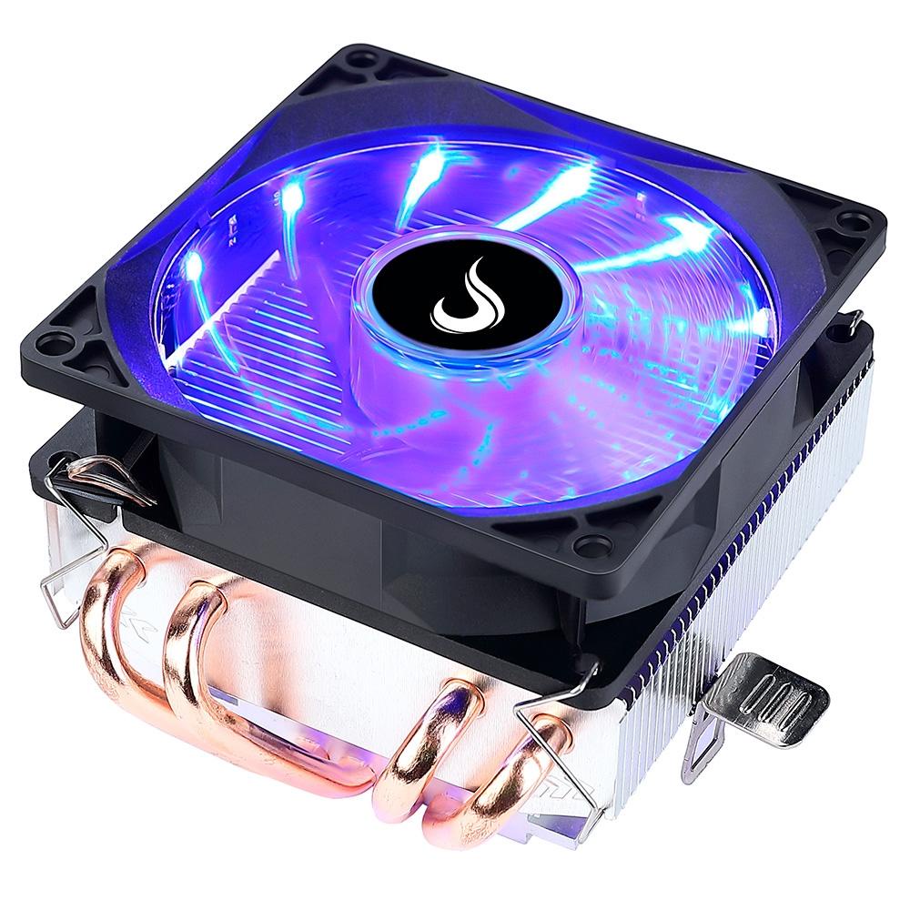 Cooler Gamer para Processador Rise Mode Low Profile X5 Led Azul Intel AMD 1156 1155 1151 1150 1200 775 AM4 AM3 AM2 FM2