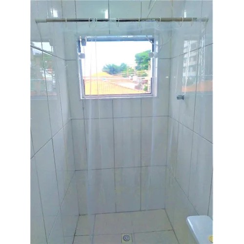 Cortina Lisa para Banheiro  box 1,38m x 2,00m transparente cortina de banheiro ed.