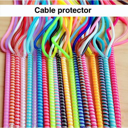 New Plating Sequins 1.5M 3 In 1 TPU Spiral USB Charging Cable Cord Protector Cable Winder  Earphone Protection