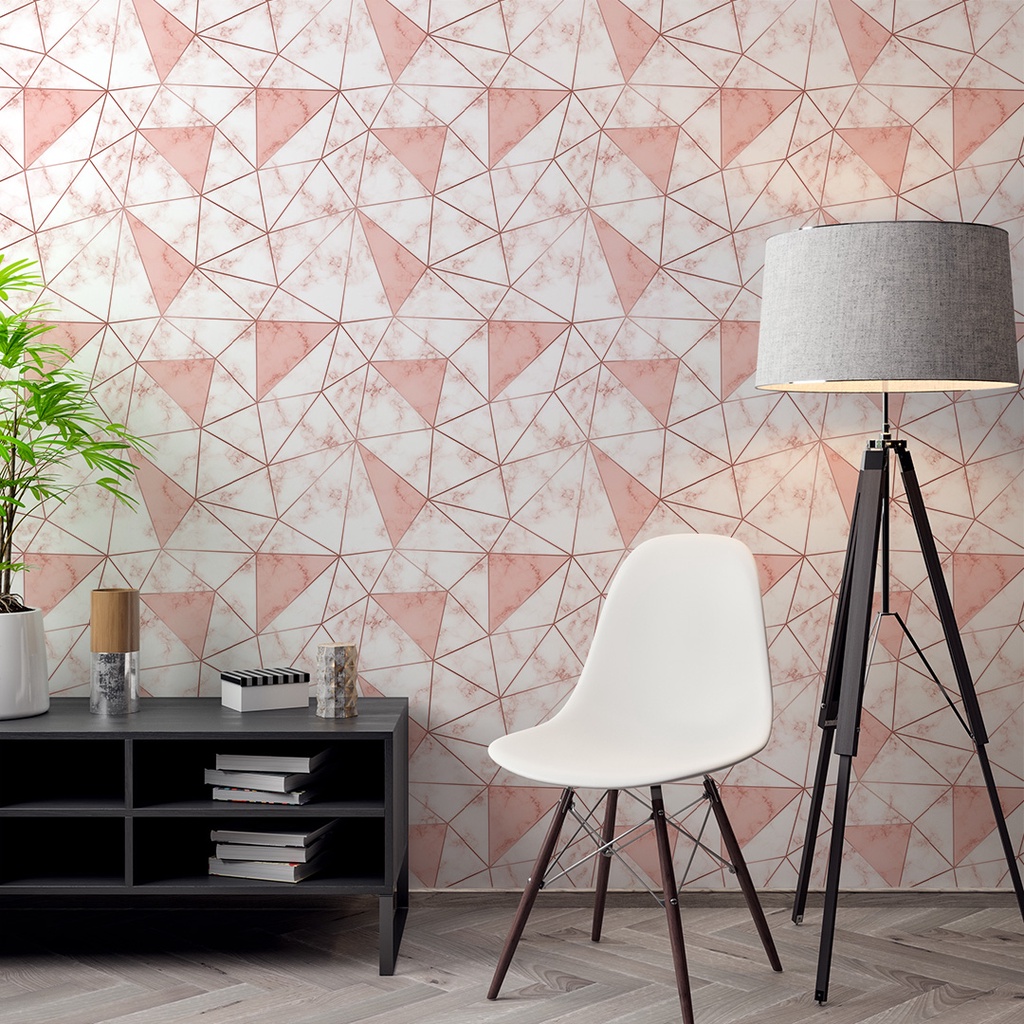 Papel de Parede Adesivo Zara Silver Mármore Rose Linhas Grandes Tons Claros Adesivo Lavável
