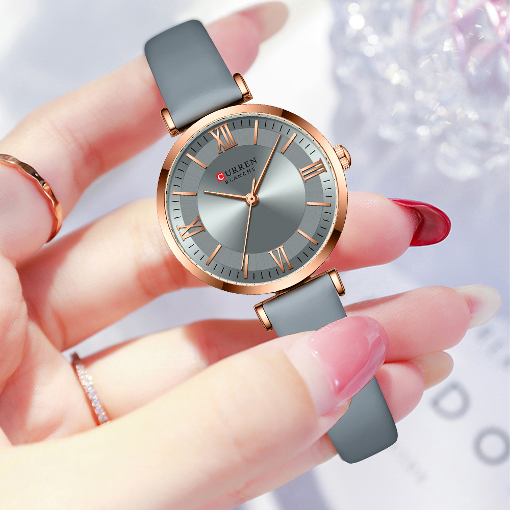 Curren Novos Relógios Femininos Simples De Quartzo Pulseira De Couro Elegância Charme Atemporal 9079 · foto 2