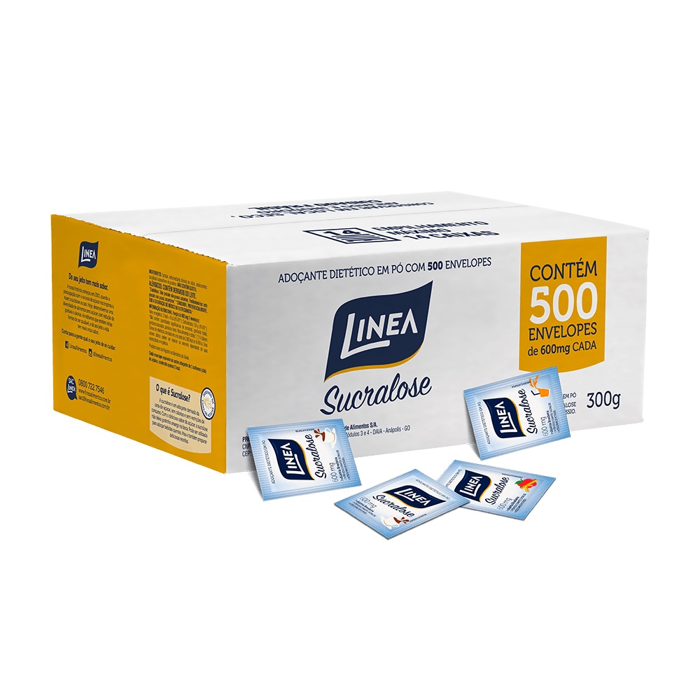 Adoçante Linea em Pó Sucralose Caixa com 500 Sachês de 0,5g