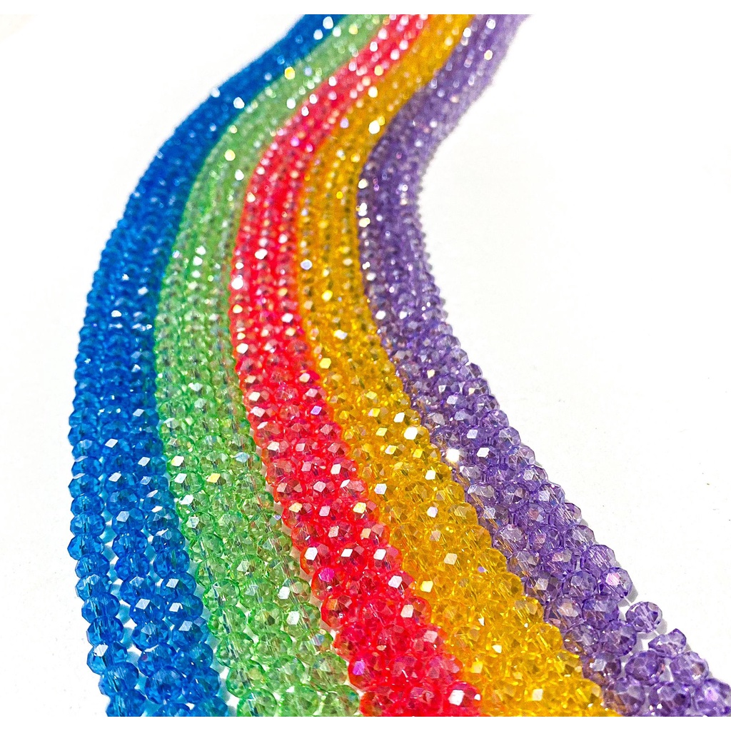 Imagem Fios de cristal de vidro flat 4mm cerca de 100 à 120 contas por fio - terços, pulseiras, tiaras, guias, japamalas