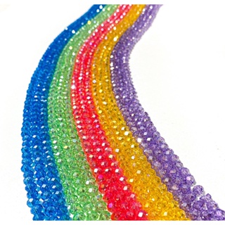 Fios de cristal de vidro flat 4mm cerca de 100 à 120 contas por fio - terços, pulseiras, tiaras, guias, japamalas em Oferta na Shopee