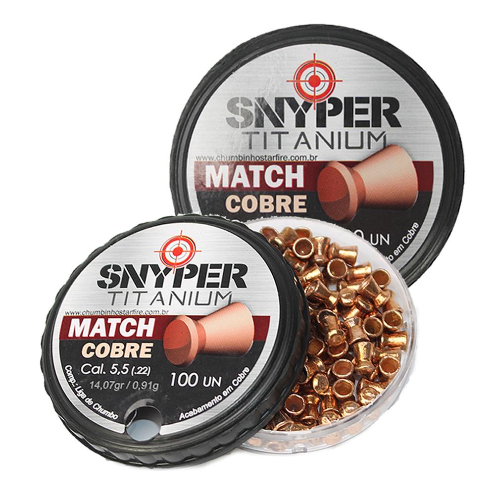 Kit 2 Chumbinhos Titanium Match Cobre 5.5mm - Snyper - Sports & Outdoors