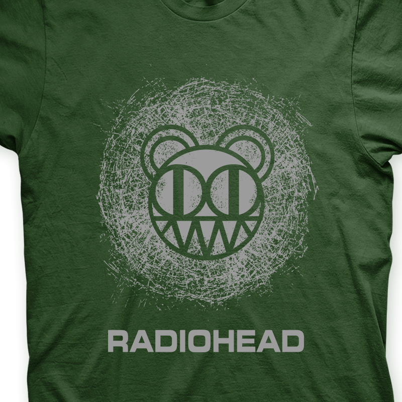 Camiseta Radiohead Musgo e Cinza em Silk 100% Algodão