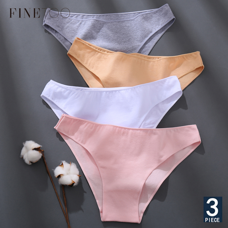 FINETOO 3 Pçs/Set M-XXL Calcinhas De Algodão Mulheres Lingerie Mulher Roupa  Interior Sexy Femme Calcinha Meninas 7 Cores Sólidas - Escorrega o Preço