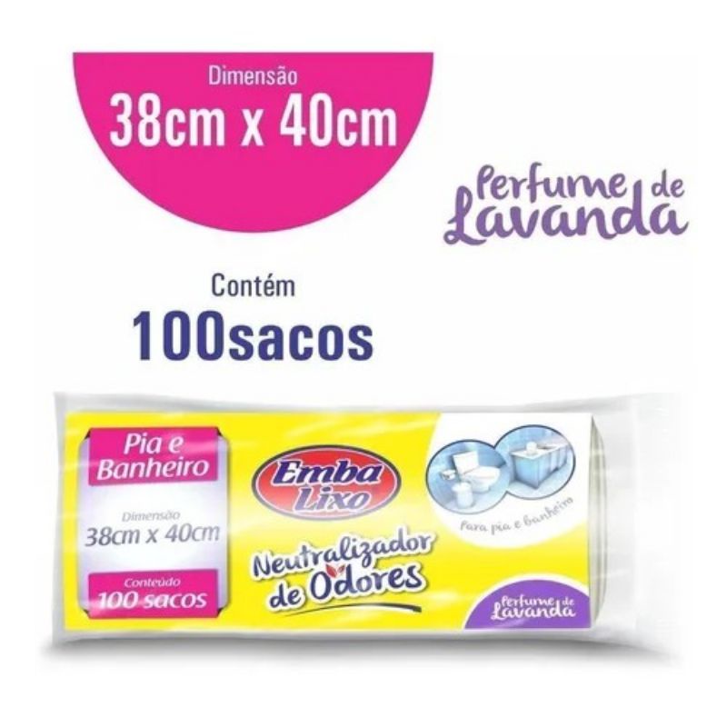 100 Un Saco Lixo Branco Perfumado Pia Banheiro Anti Odores