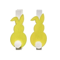 Prendedor Páscoa Coelho Amarelo com Pompom - 6 un- Cromus - Rizzo Embalagens