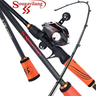 Vara de pesca com carretilha Sougayilang 1.8-2.4M 17+1 Ball Bearings 7.2:1 Gear Ratio Max Drag 10KG