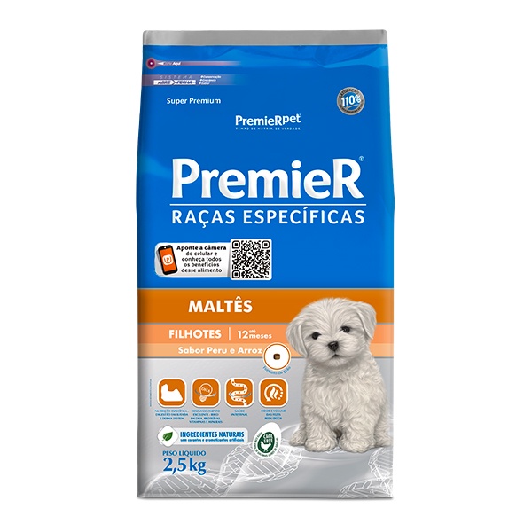 Ração Premier Raças Específicas Maltes Cães Filhotes - 2,5Kg - Pets