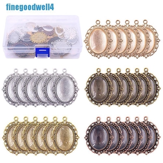 FZE 60Pcs 5 Cores Bandejas De Pingente Redondas De Vidro Cabochon Artesanato De Bijuteria