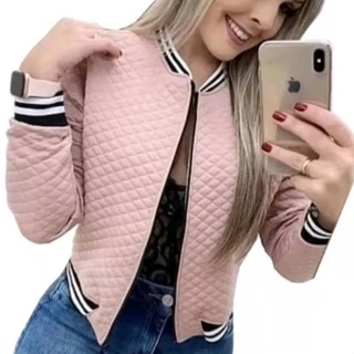 Blusa Abrigo de Frio Jaqueta Jaquetinha BOMBER Casaco Feminina  P  ao G3 Matelassê em Oferta na Shopee