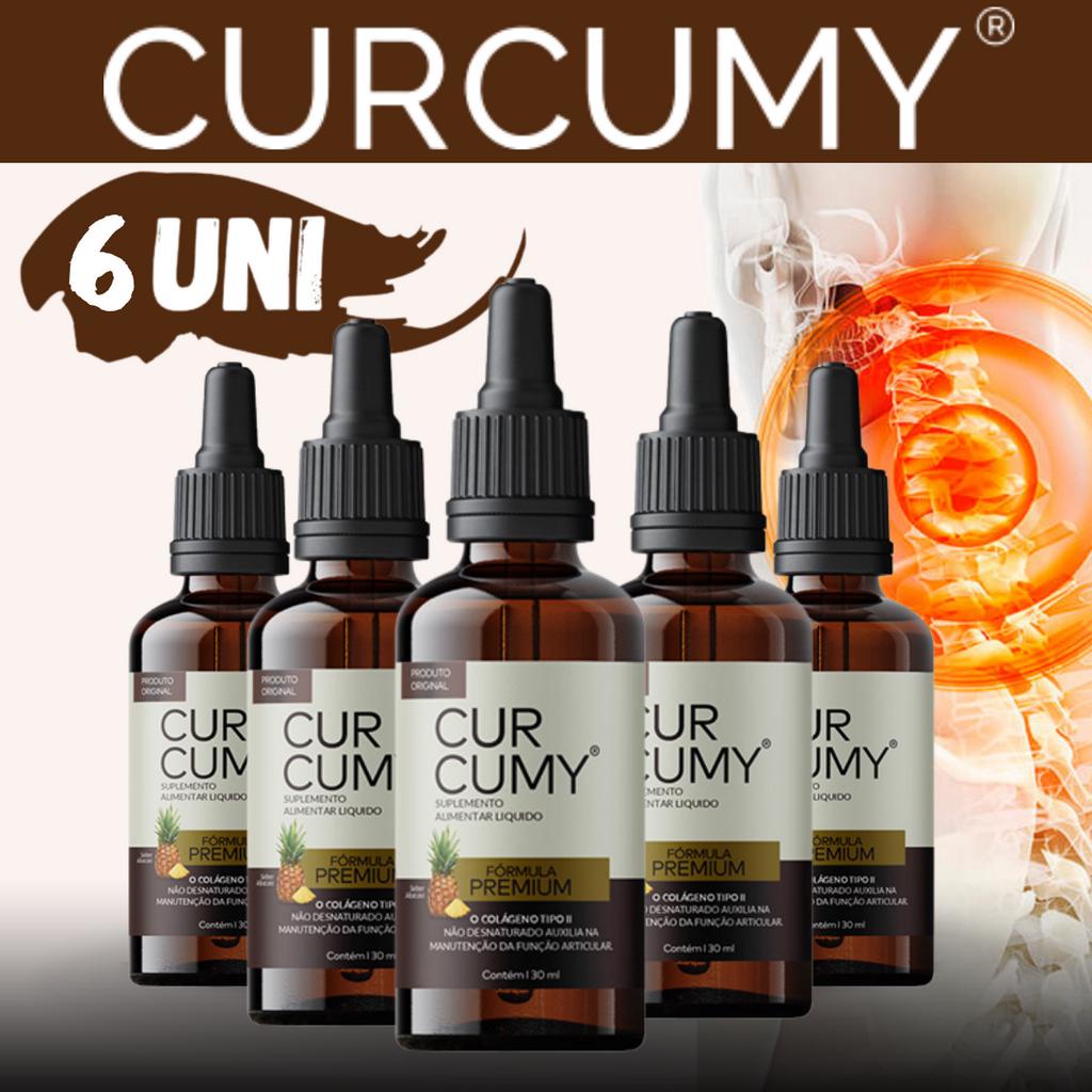 KIT Curcumy Extrato de Cúrcuma Gotas Original dores Articulações 6uni