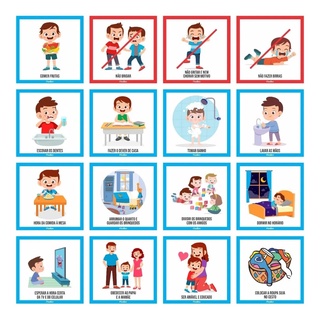 Kit Plaquinhas Educativas Infantil Com 16 Regras 10x10cm IMÃ