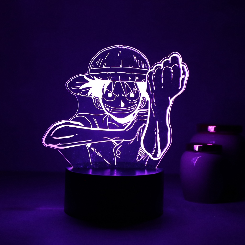 Luminária , abajur de mesa , estilo 3D , Luffy , One Piece. muda de cor com 7 cores diferentes