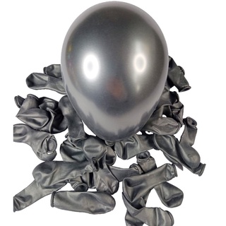 25 Unid - Balão Preto Onix Aluminio 5 Pol - Bexiga Cromado Metalizado