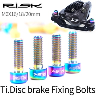 RISK 4 Pcs M6x18mm M6x20mm Liga De Titânio Parafuso Para Pinça De Freio A Disko Braçadeira MTB Da Bicicleta Manivela Parafusos De Bloqueio Estrada