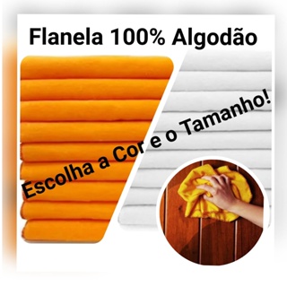 6 Flanelas P M ou G Laranja (Ouro) ou Branca 100% Algodão Alta Qualidade Tamanhos P M ou G em Oferta na Shopee