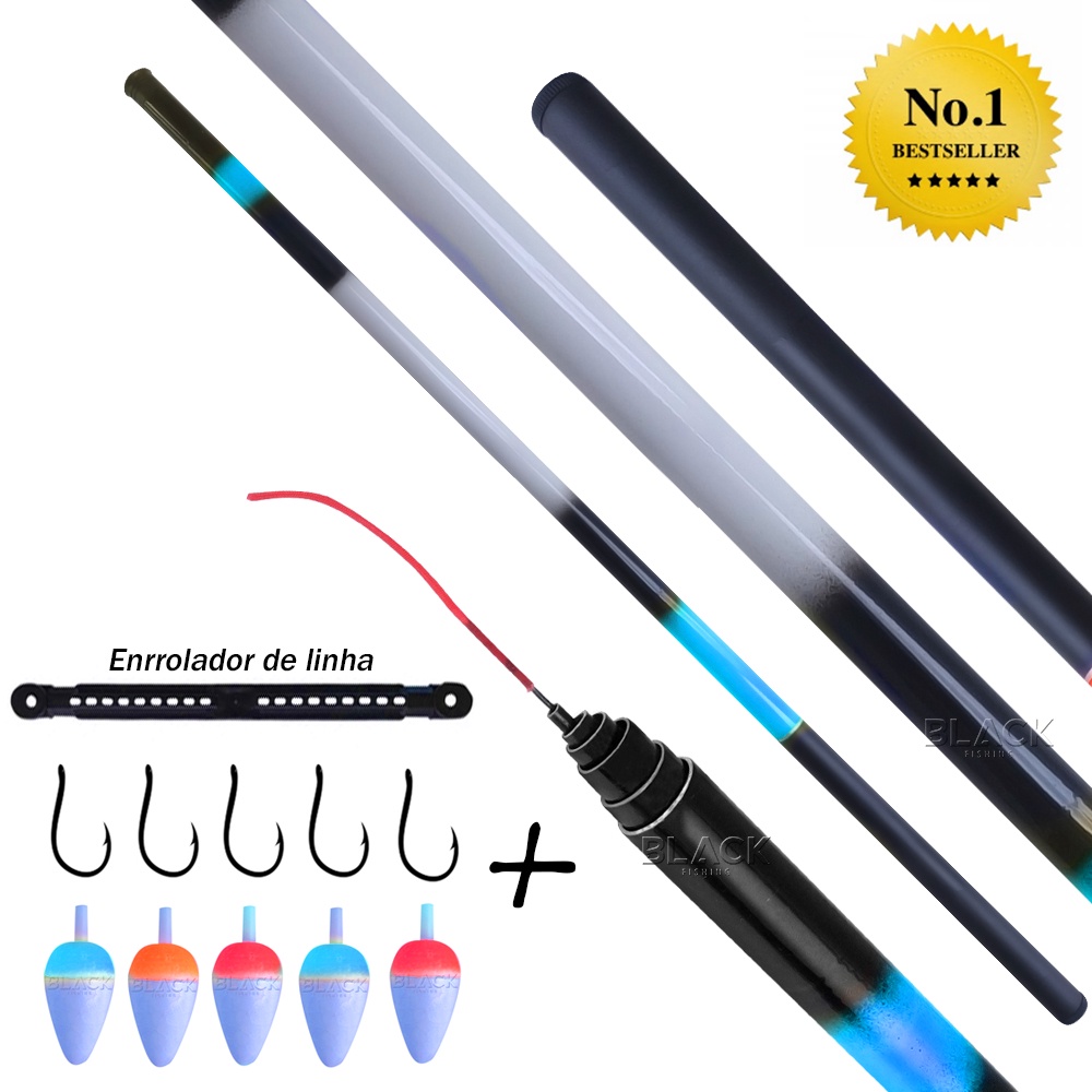 Kit Completo Varas de Pesca Telescópica 2,10 Metros Pescaria Tilápia Lambari Piau entre outros Pesca