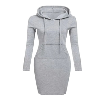 Vestido Moletom Midi Com Capuz e Bolso Frontal