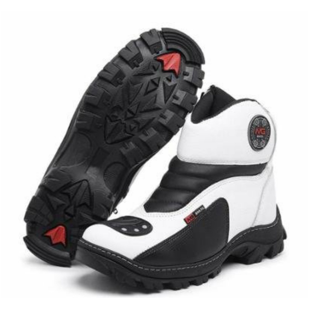 Bota motociclista masculino em couro legitimo solado em borracha costurado shadow MG Brasil
