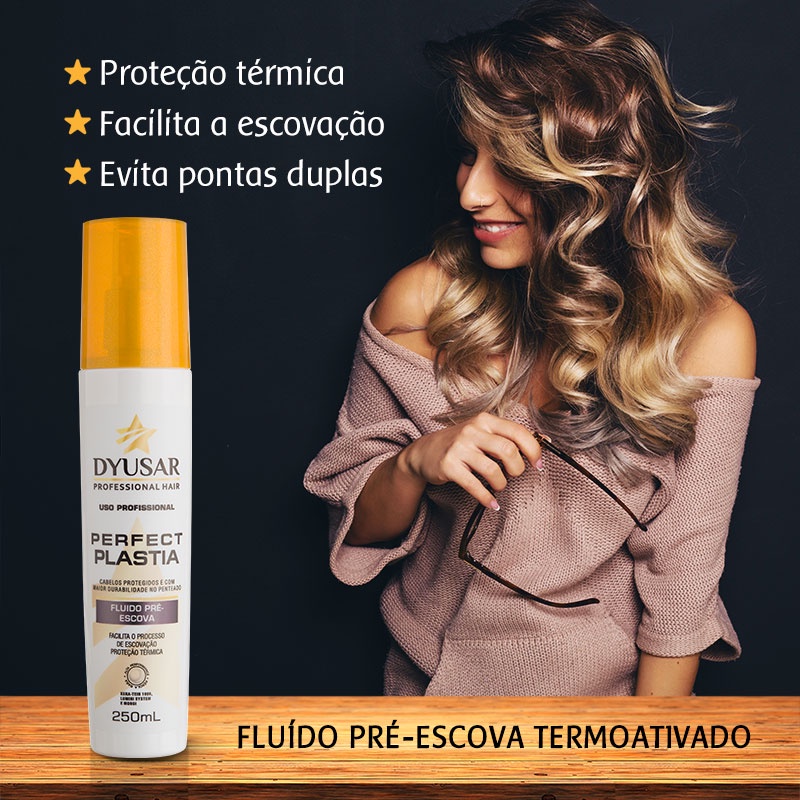 Spray Protetor Térmico, Antifrizz Fluido Pré - Escova DYUSAR 250 ml para Cabelo
