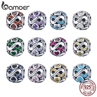 Bamoer 925 Prata Múltiplas Cores Infinito Amor Pedra De Nascimento Charme Para Pulseira Feminina BSC508