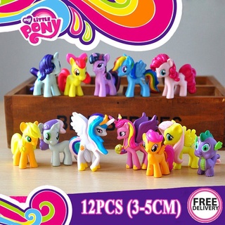 12 Pcs/Set Random Color My Little Pony PVC Cake Topper Números De Ação Para Crianças/Menin...