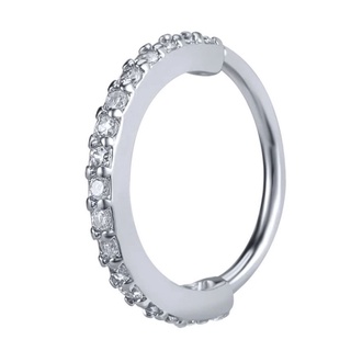 Piercing Argola Cravejada com Zircônia Prata 925 8mm Daith Hélix Torção