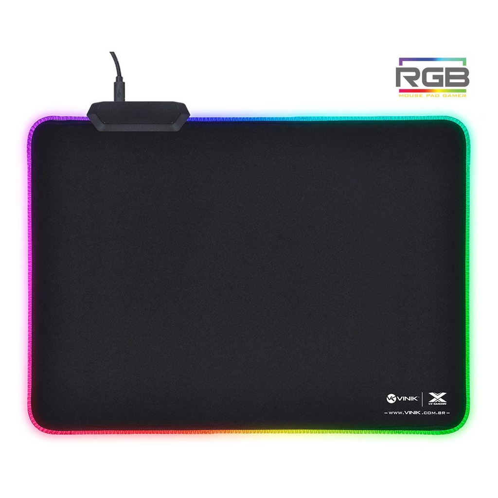 Mousepad Gamer Led Rgb Iluminado Usb Médio 35x25cm