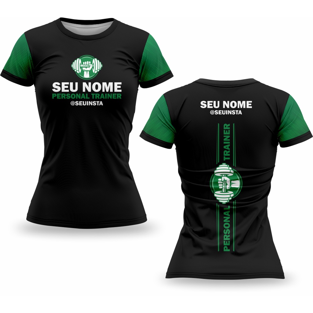 Camiseta Feminina Personal Trainer Personalizada Verde Fitness Academia ...