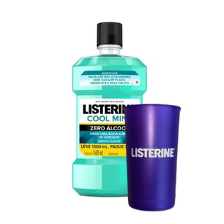 Kit Antisséptico Bucal Listerine Zero 1,5l + Copo Listerine Metalizado