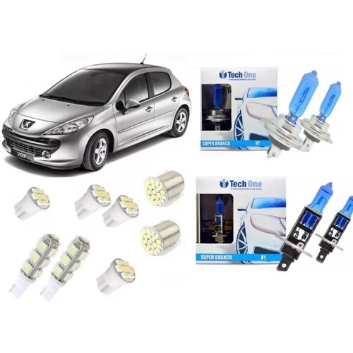 Kit Lampadas Led Peugeot 206 207 + Super Brancas Techone em Oferta na Shopee