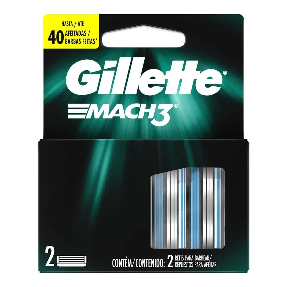 Recarga Gillette Carga REFIL Mach3 Cartucho Regular Mach 3 Gilete C/ 2 Unidades