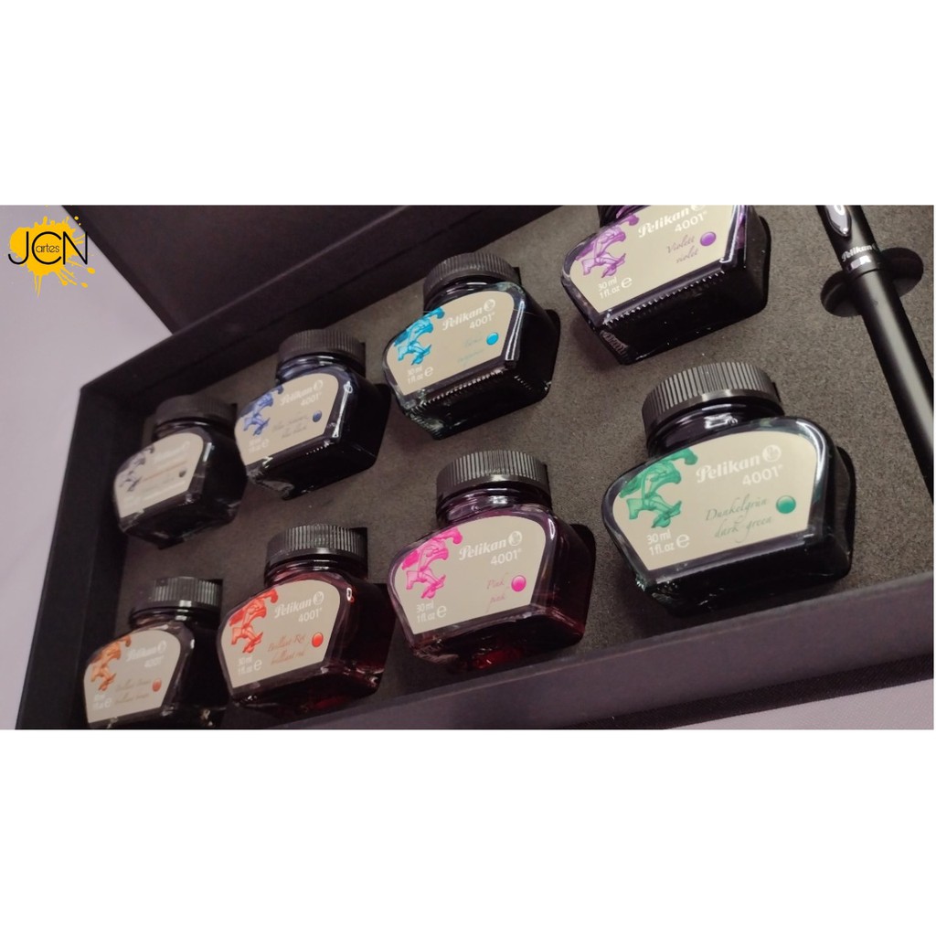 KIT PRESENTE DE TINTA PELIKAN 62,5ML 8 CORES + CANETA TINTEIRO JAZZ + CONVERSOR