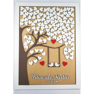 Painel de Assinatura Casamento Noivos Decoração Casal de Passários Personalizado