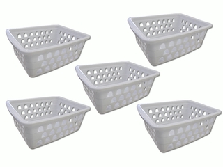 Kit 5 Cestos Multiuso Pequeno Branco 12x6x16cm PP