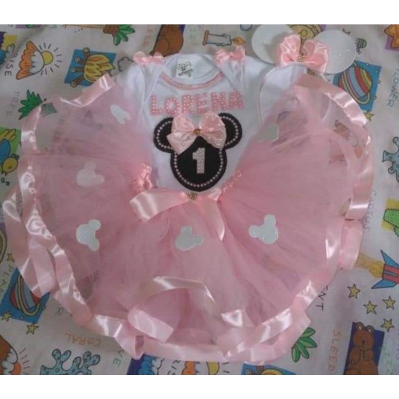 conjunto minie rosa bebê