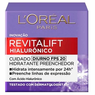 CREME ANTI-IDADE L'ORÉAL PARIS - REVITALIFT HIALURÔNICO DIURNO FPS 20 – 49G em Oferta na Shopee