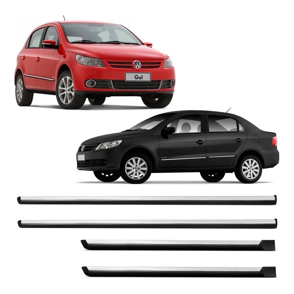 Kit Frisos Laterais Gol E Voyage G5 G6 Preto Com Cromado