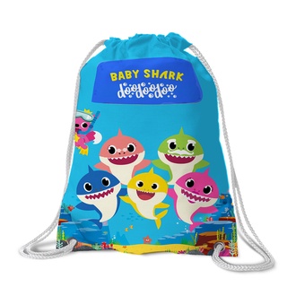 Kit 10 unidades, 20x30cm, Mochila, Mochila Infantil, Mochila Saco, Mochilinha, Sacochila, Baby Shark