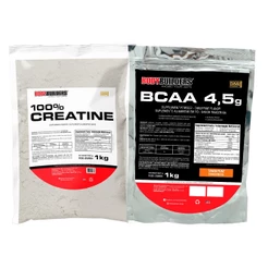 Kit Creatina Monohidratada 1kg 100% + BCAA 4.5 1kg - Massa Muscular e Performance - Bodybuilders