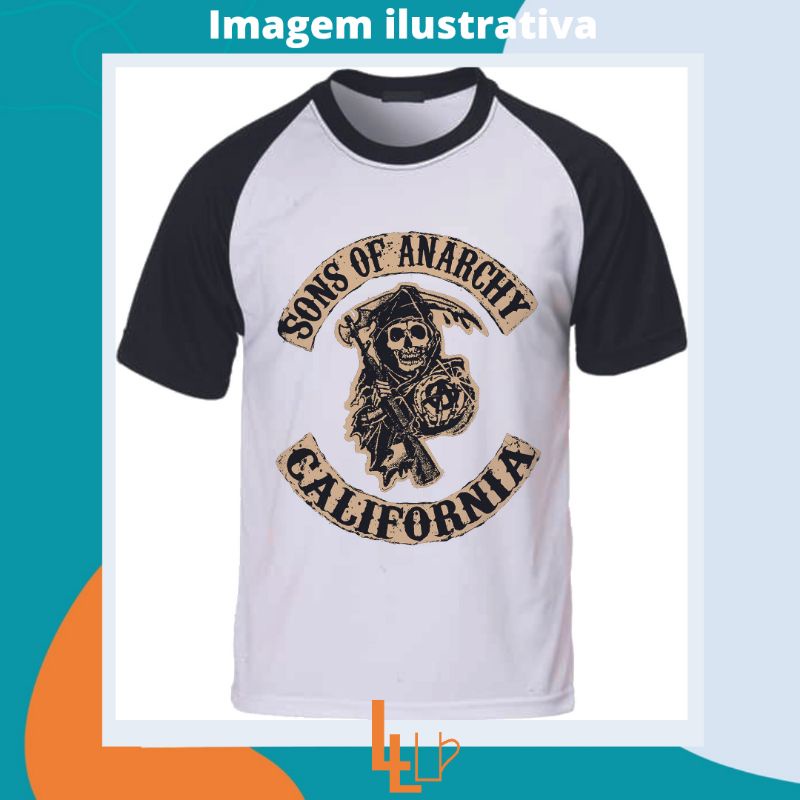 Camiseta/Camisa/Blusa Raglan unissex Personalizada Seriado: Sons of Anarchy
